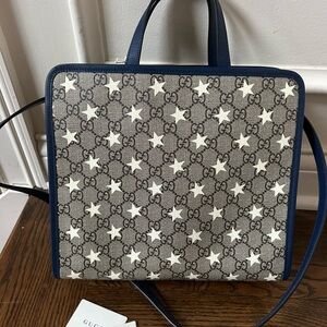 Gucci Blue and Gray Star Pattern supreme Bag
